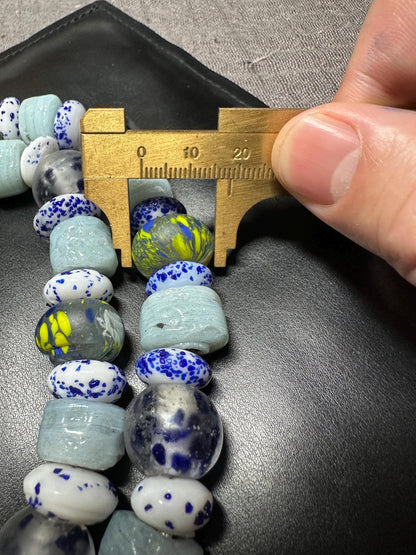 Handmade West Asian Glass Beads Necklace | Traditional Speckled Trade Beads | Bohemian Tribal Jewelry