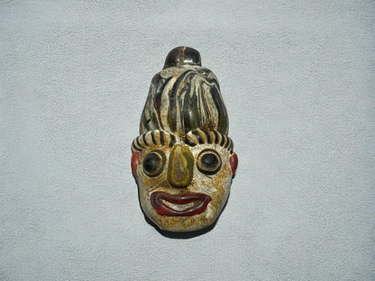 Antique Phoenician Face Pendant - Handcrafted Mosaic Glass Artifact(P1027)