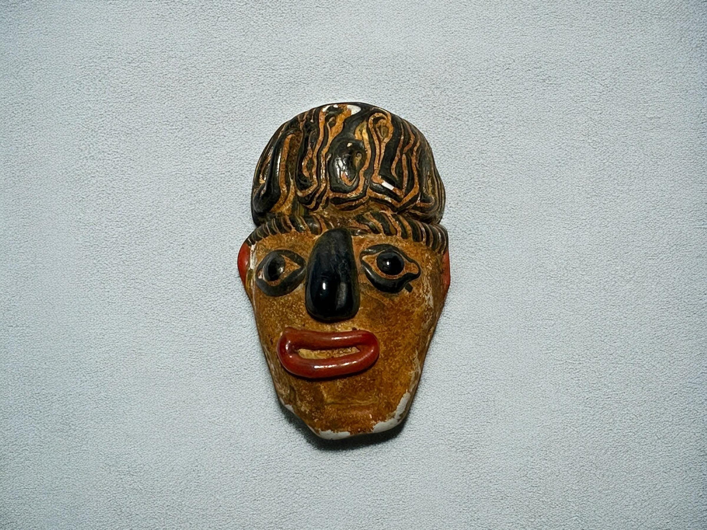 Rare Phoenician Mosaic Glass Pendant - Antique Face Jewelry(P1066)