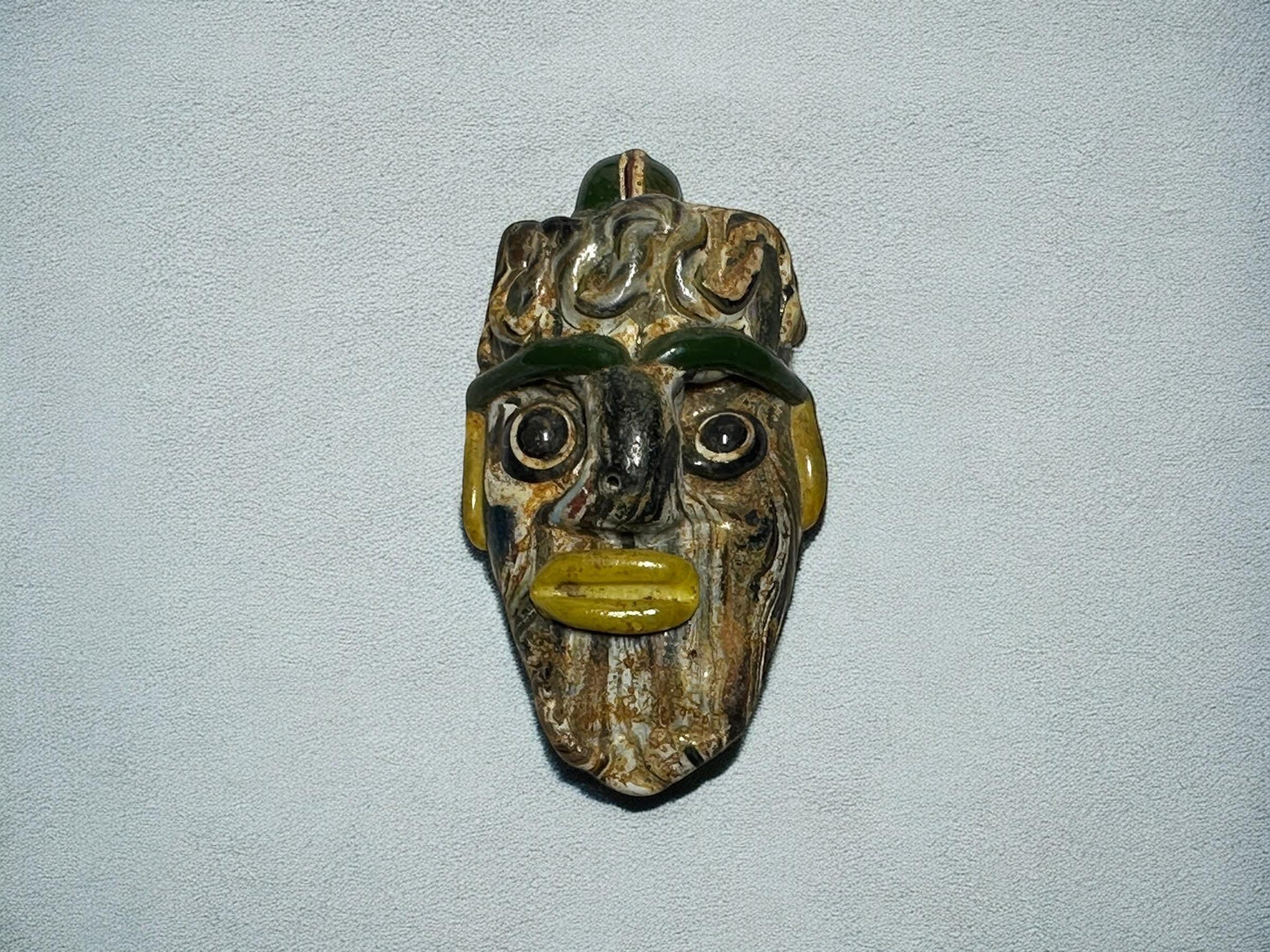 Handcrafted Antique Phoenician Face Pendant - Mosaic Glass Design(P1043)