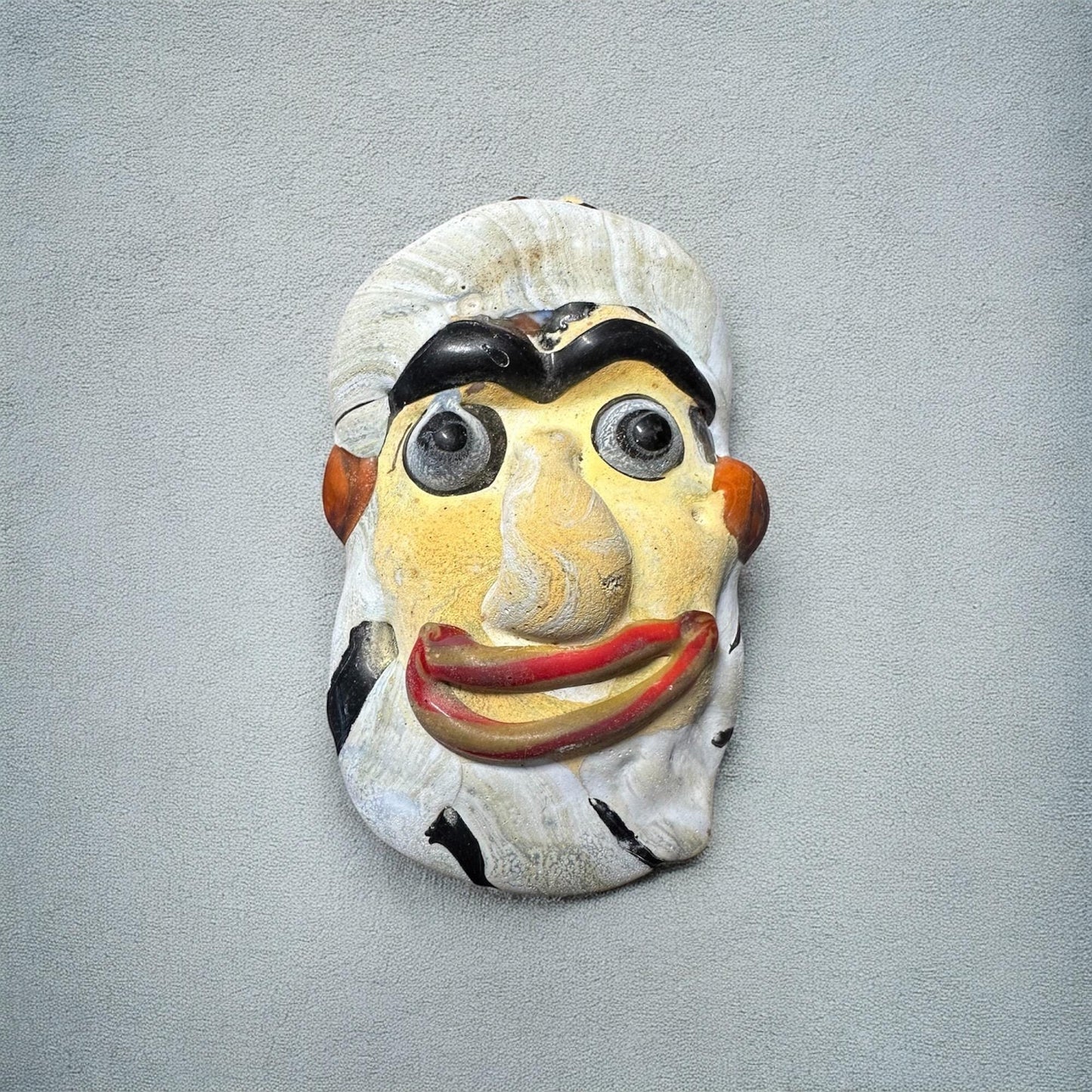 Rare Ancient Phoenician Mosaic Glass Face Amulet Pendant (63mmx41mm)