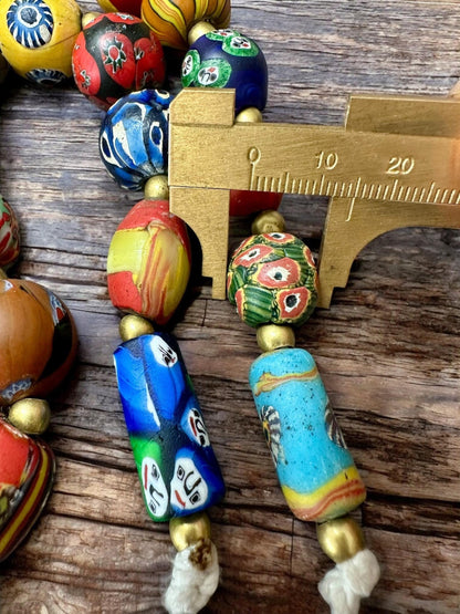 Antique Millefiori Glass Bead Necklace: Venetian African Trade Beads