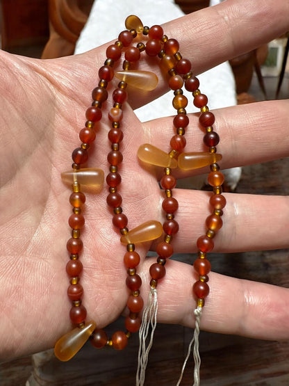 Handmade Carnelian Agate Bead Necklace: Vintage Tribal Pendant