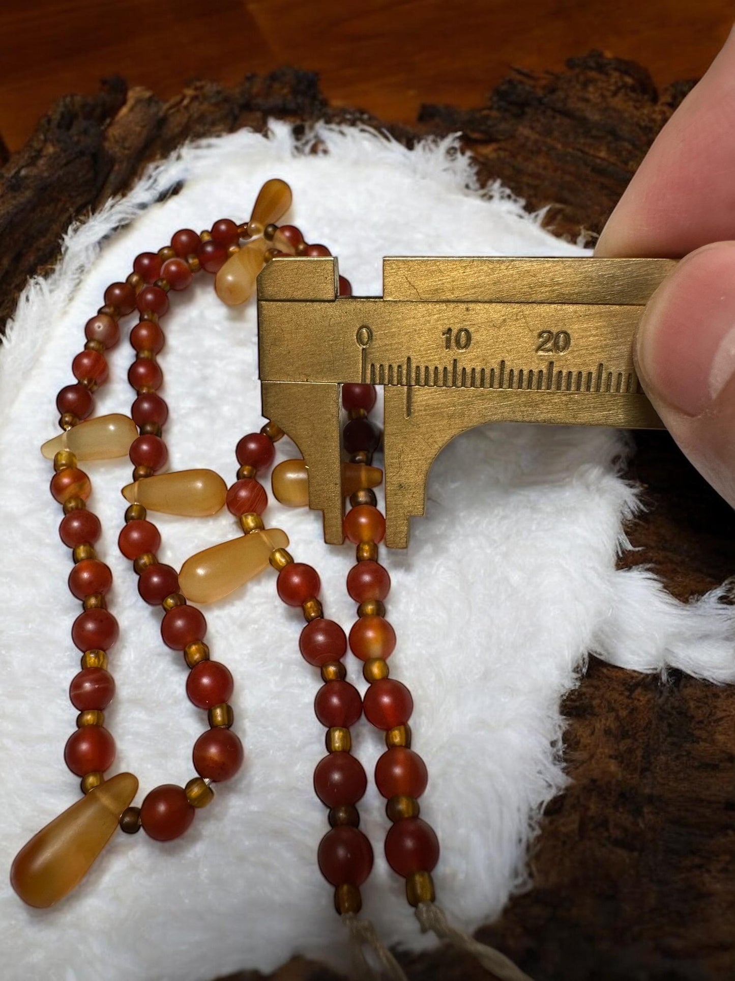 Handmade Carnelian Agate Bead Necklace: Vintage Tribal Pendant