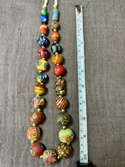 Antique Millefiori Glass Bead Necklace: Venetian African Trade Beads