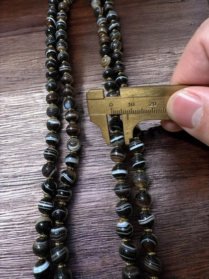 Handmade Tibetan Agate Mala Necklace: 8mm Buddha Beads, Chuang Agate