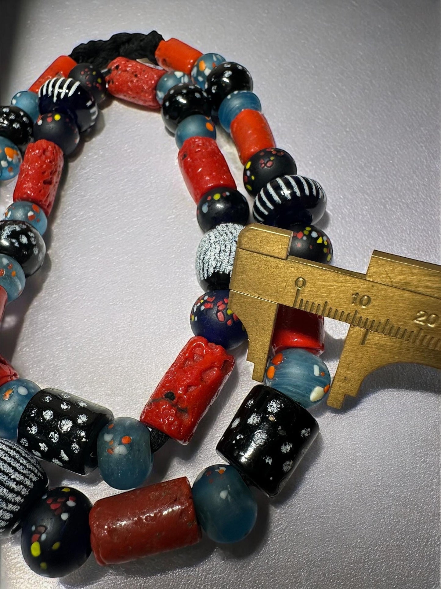 Handmade Nepalese Glass & Resin Beads Necklace  African Trade Beads, Ethnic Boho Jewelry