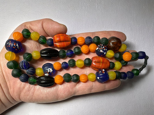 Handcrafted Nepalese Glass Melon Beads Strand | Authentic Himalayan Jewelry Supplies for Crafting