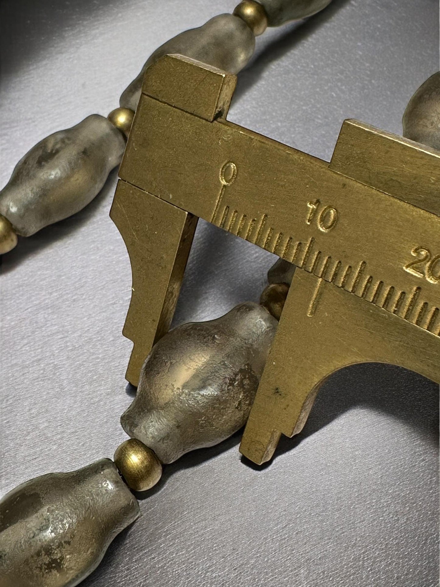 West Asian Glass Bead Necklace: Vintage Ethnic Brass Accent Jewelry