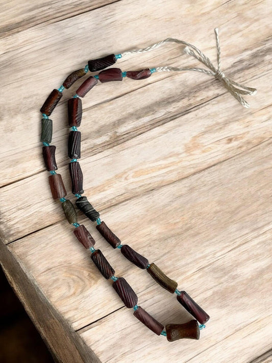 Afghani Ancient Roman Glass Beads (5-10mm) Tube Shaped Full Strand Recycled Roman Glass Beads Afghanistan