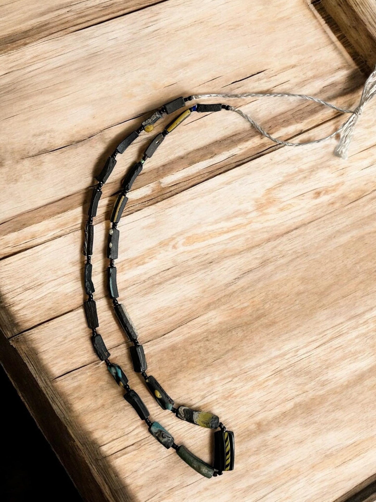 Afghani Recycled Roman Glass Beads: Ancient Black Strand (3-9mm)
