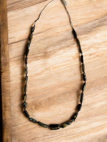Afghani Recycled Roman Glass Beads: Ancient Black Strand (3-9mm)
