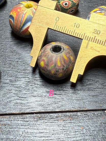 Ancient Jatim Mosaic Glass Bead: Intricate Design Vintage Bead