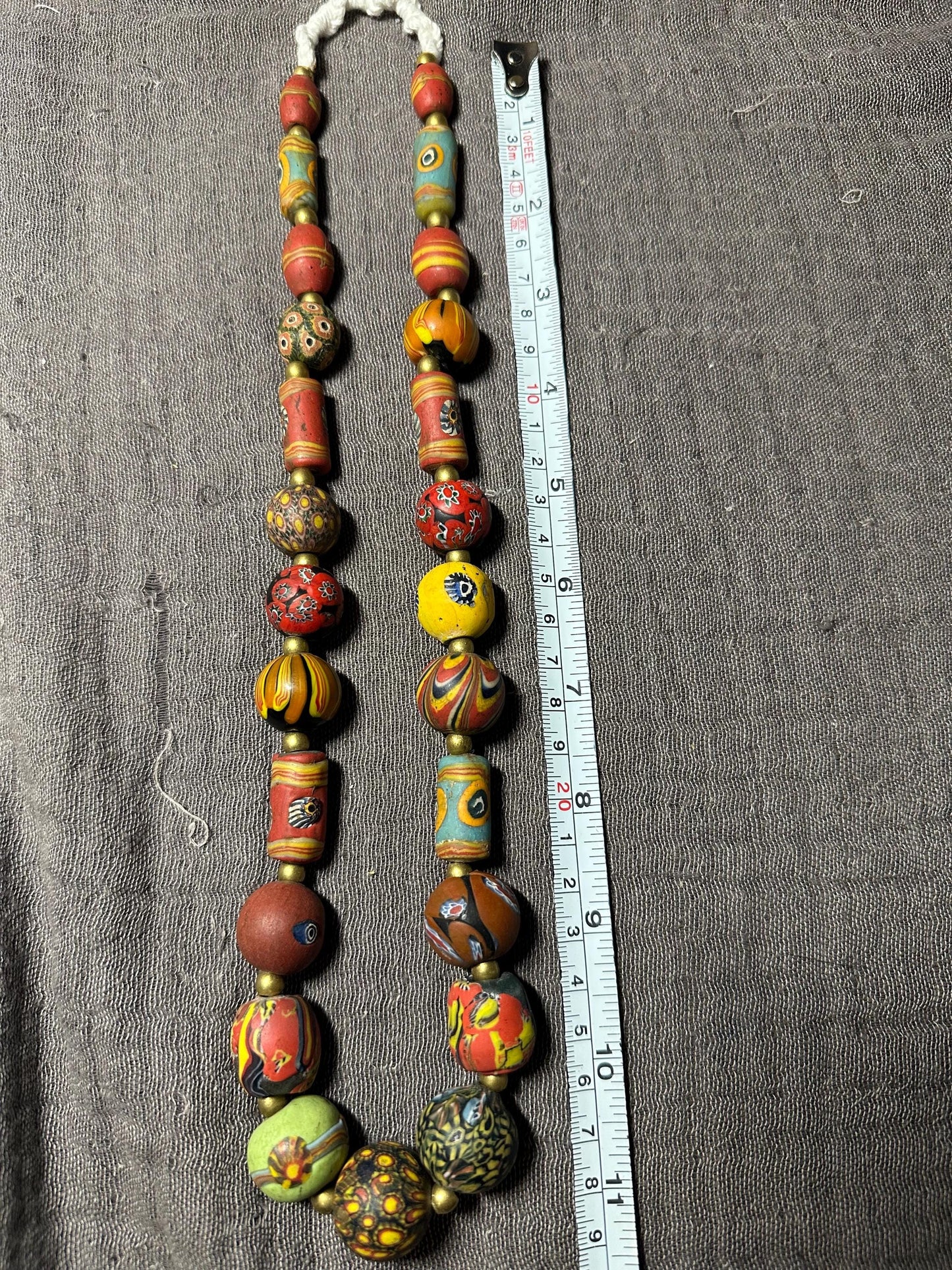 Antique Millefiori Glass Bead Necklace: Vintage African Trade Beads
