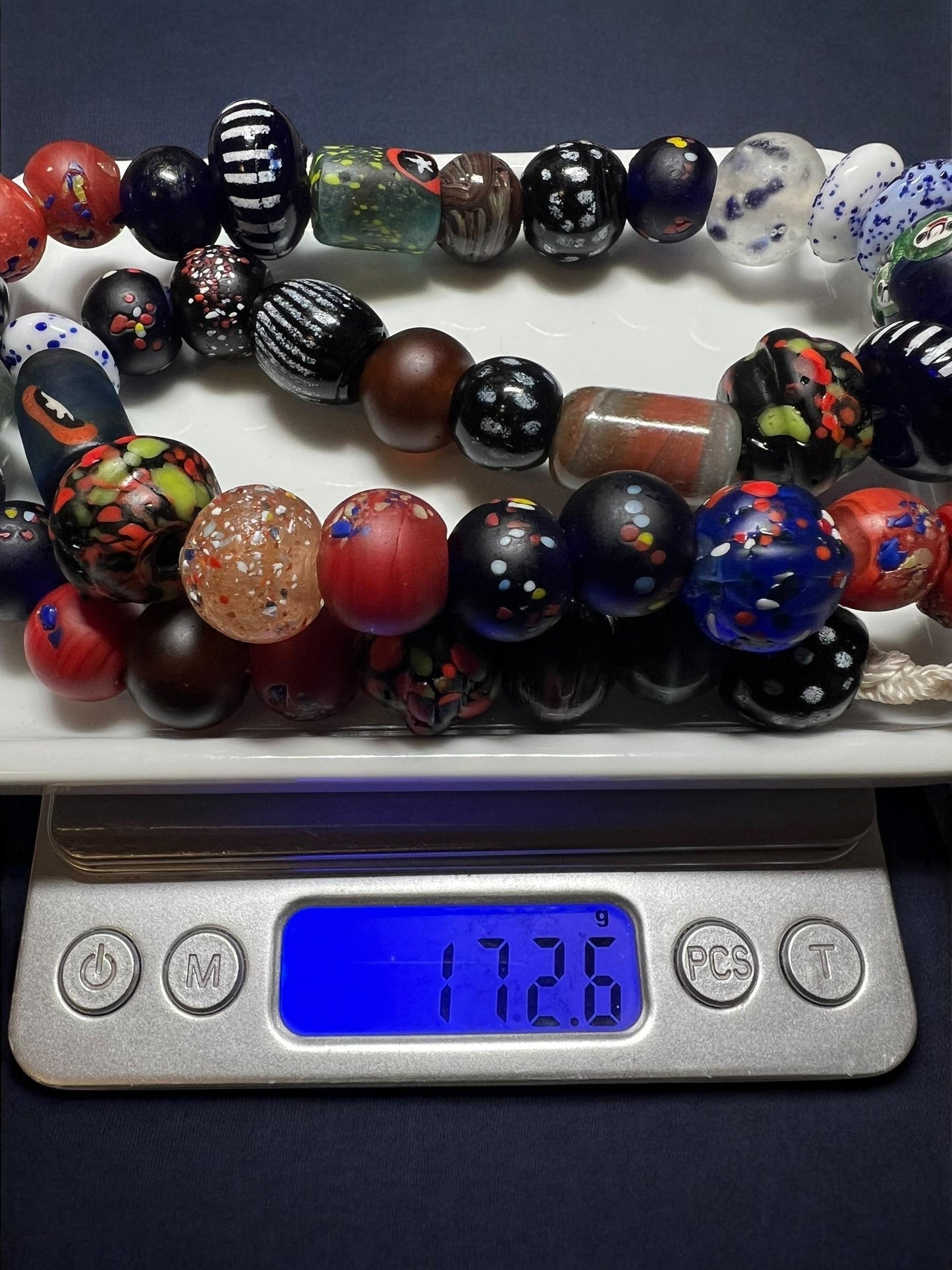 Handmade Nepal Glass Bead Necklace: Vintage Tribal Boho Jewelry