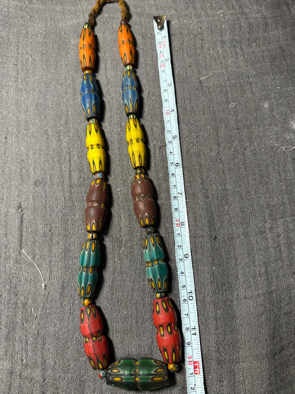 Stunning Ancient Rare Mosaic Glass Ancient Big Beads Unique Wonderful Necklace(Large)