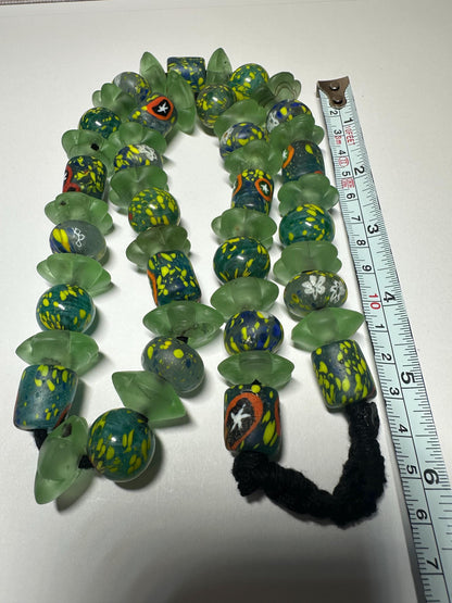 Vintage African Trade Bead Necklace: Handmade Millefiori & Nepalese Glass