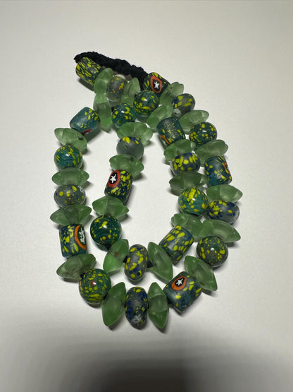 Vintage African Trade Bead Necklace: Handmade Millefiori & Nepalese Glass