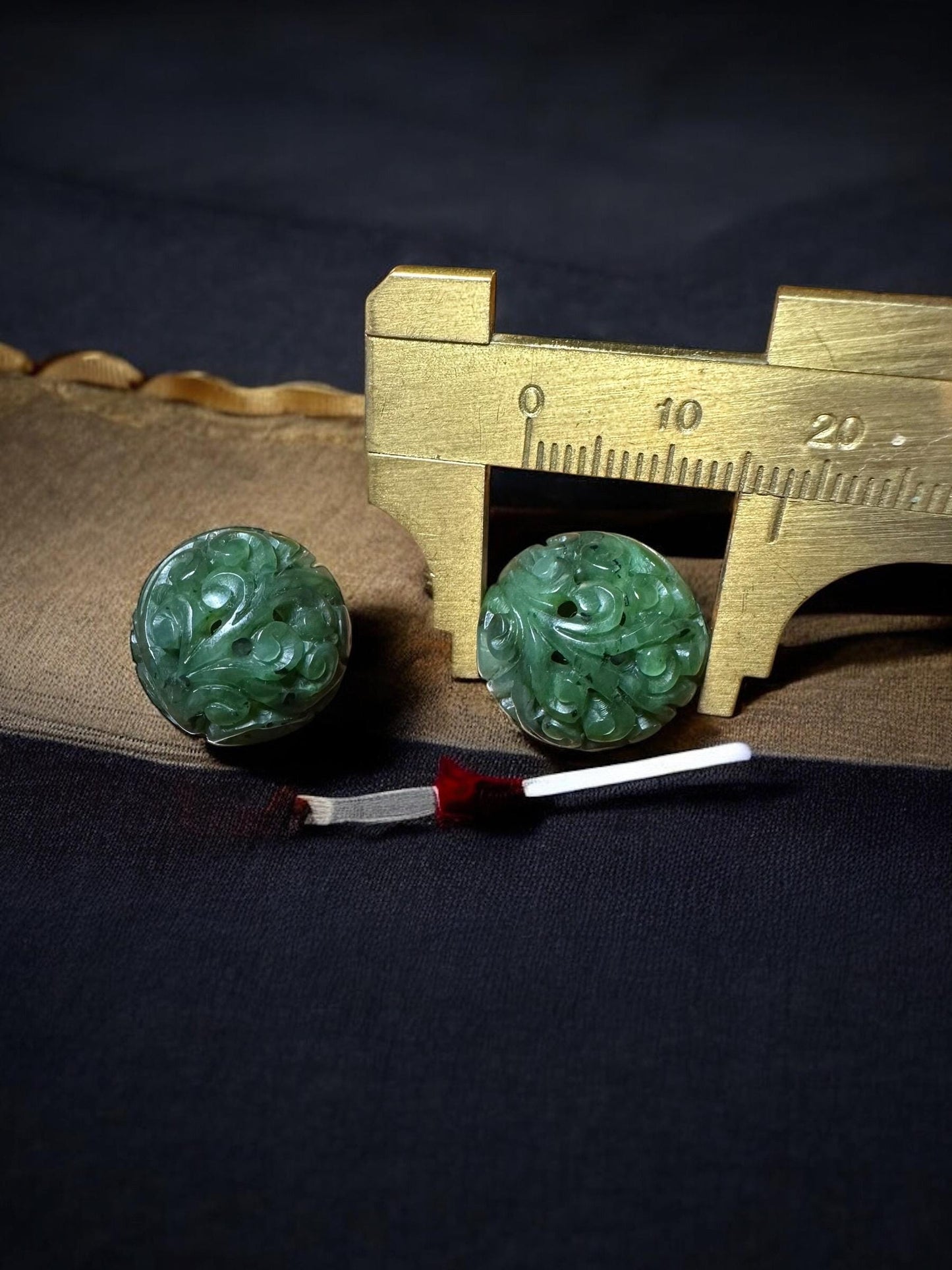 Green Jade Beads  Antique Chinese Style Hollow Filigree Beads for Jewelry Making