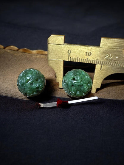 Green Jade Beads  Antique Chinese Style Hollow Filigree Beads for Jewelry Making
