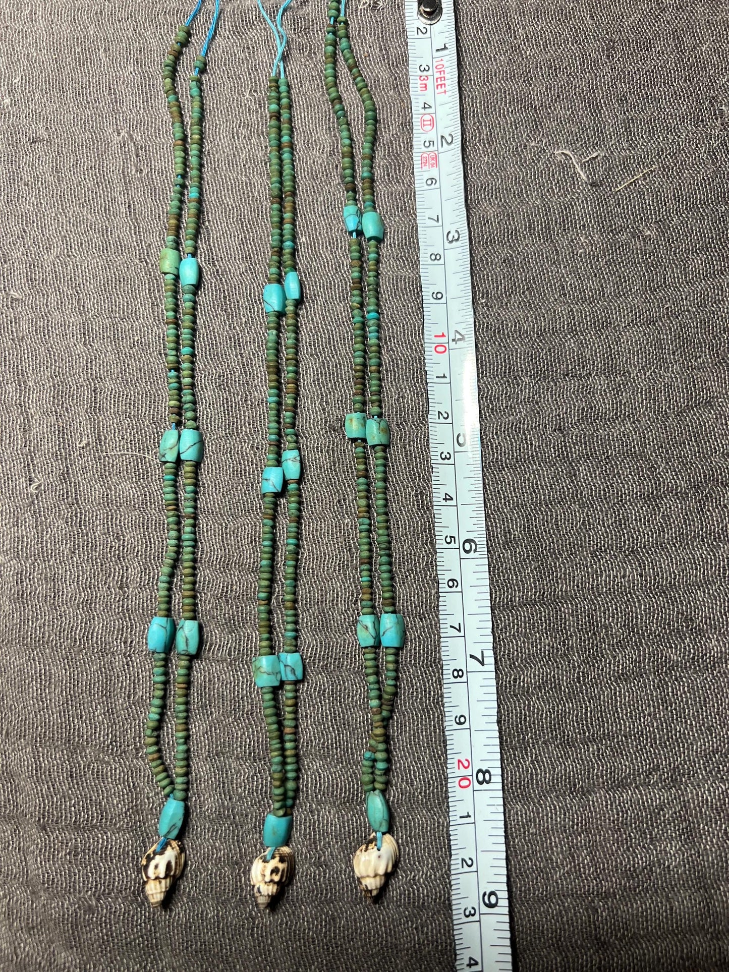 Handmade Afghan Turquoise Glass Bead Necklace: Boho Layering Jewelry