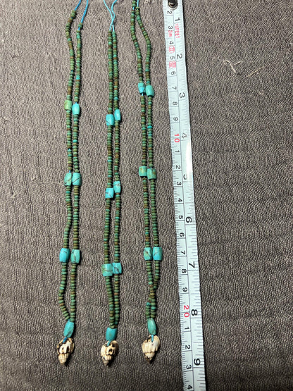 Handmade Afghan Turquoise Glass Bead Necklace: Boho Layering Jewelry