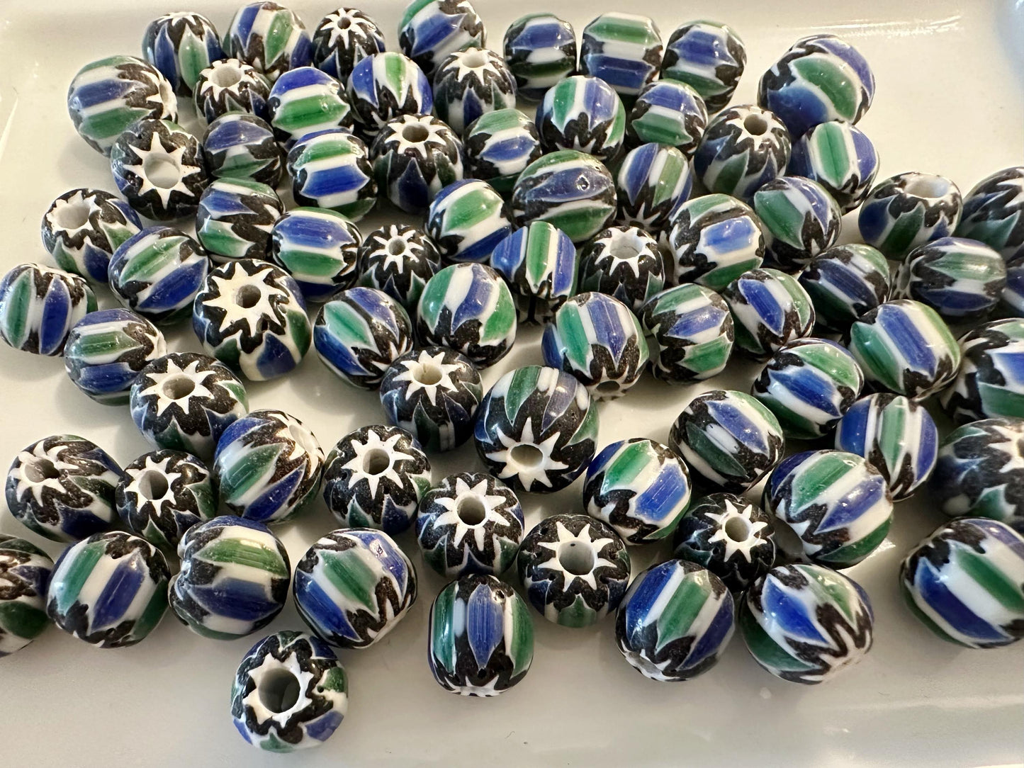 Chevron Glass Beads: Venetian Inspired Multicolor Nepal Trade Beads