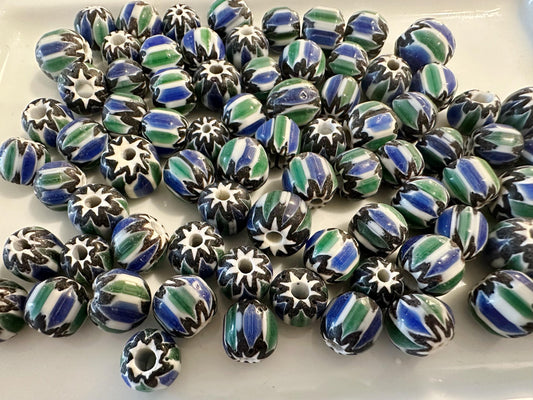 Chevron Glass Beads: Venetian Inspired Multicolor Nepal Trade Beads