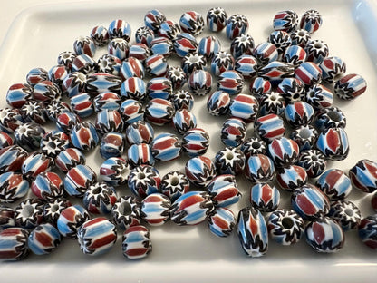 Chevron Glass Beads: Venetian Inspired Multicolor Nepal Trade Beads