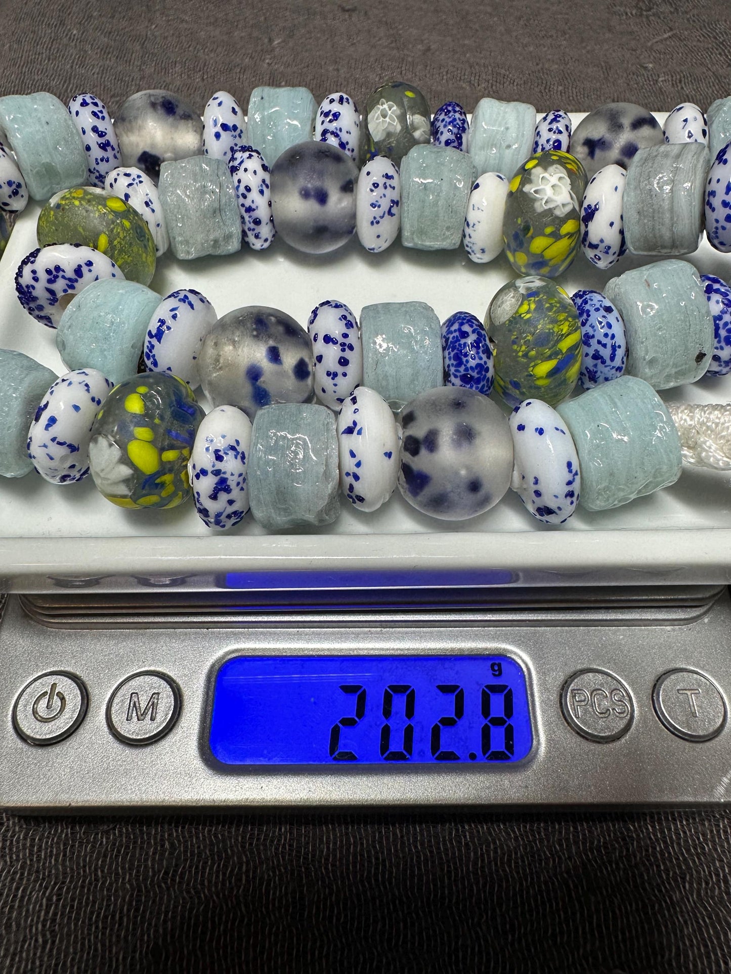 Handmade West Asian Glass Beads Necklace | Traditional Speckled Trade Beads | Bohemian Tribal Jewelry