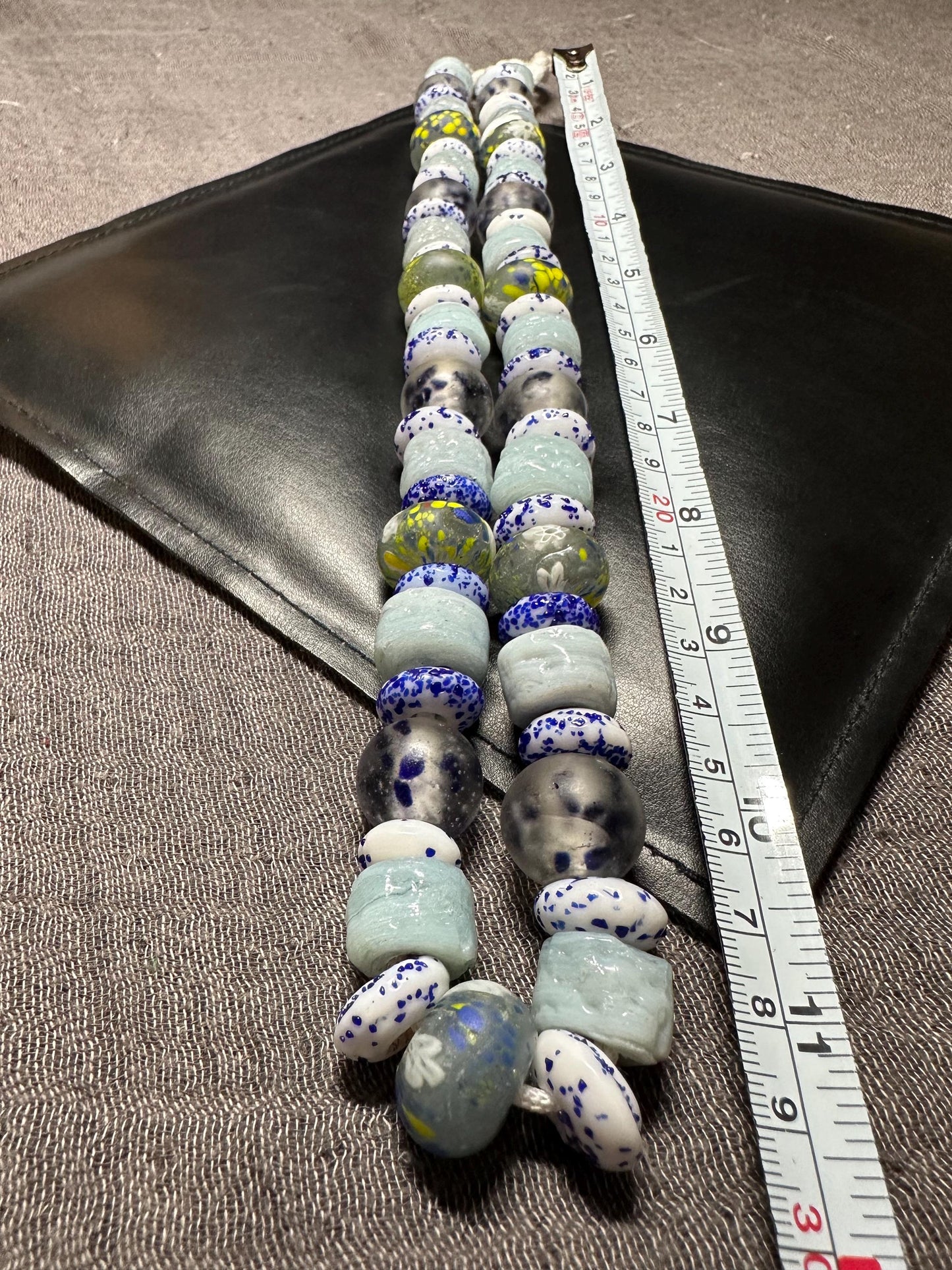 Handmade West Asian Glass Beads Necklace | Traditional Speckled Trade Beads | Bohemian Tribal Jewelry