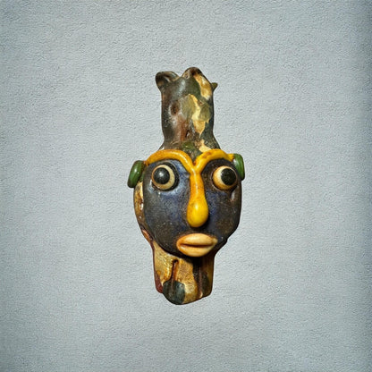 Ancient Phoenician Mosaic Glass Face Amulet Pendant