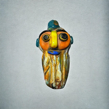 Antique Phoenician Mosaic Glass Face Pendant: Ancient Amulet (38mmx70mm)