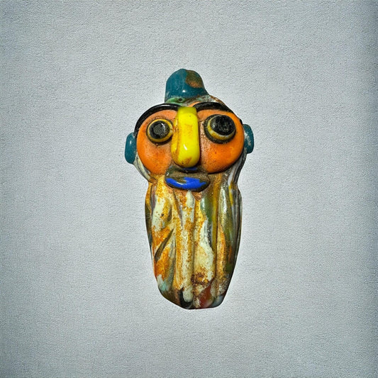 Antique Phoenician Mosaic Glass Face Pendant: Ancient Amulet (38mmx70mm)