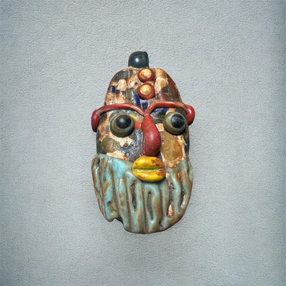 Antique Phoenician Mosaic Glass Face Pendant Amulet (34mmx61mm)