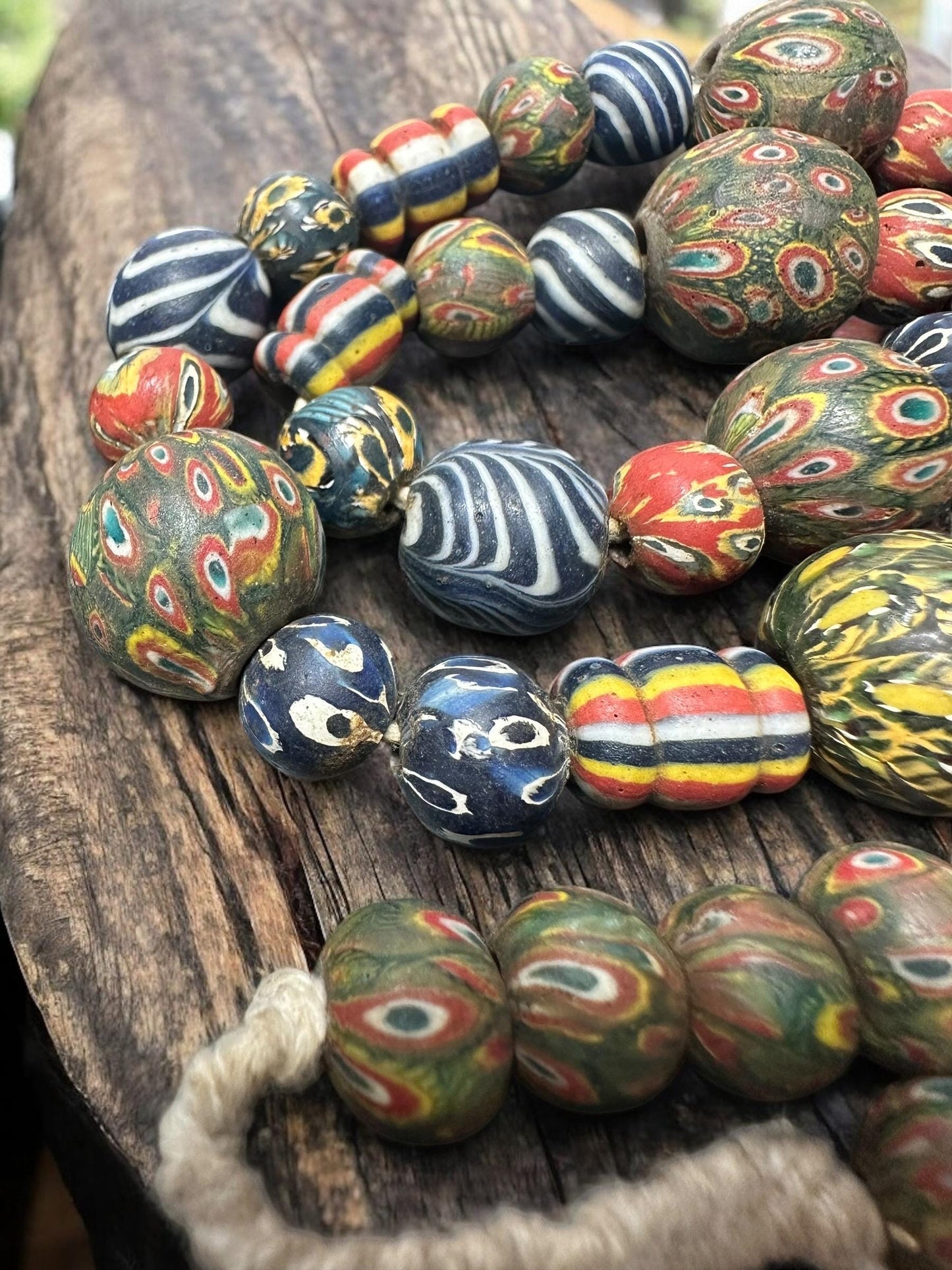 Ancient Phoenician Mosaic Glass Beads Necklace | Rare Collectible African Trade Beads | Handcrafted Antique Jewelry