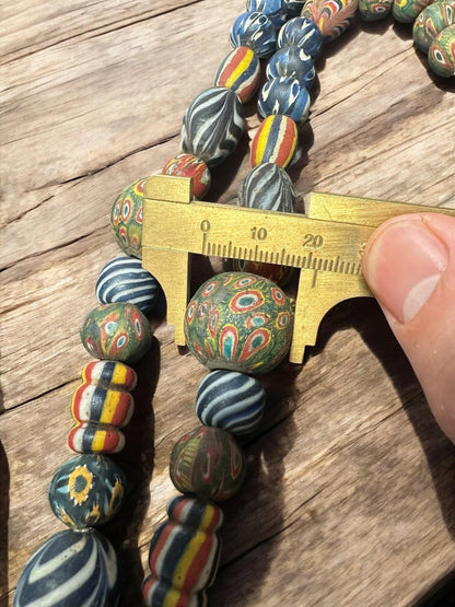Ancient Phoenician Mosaic Glass Beads Necklace | Rare Collectible African Trade Beads | Handcrafted Antique Jewelry