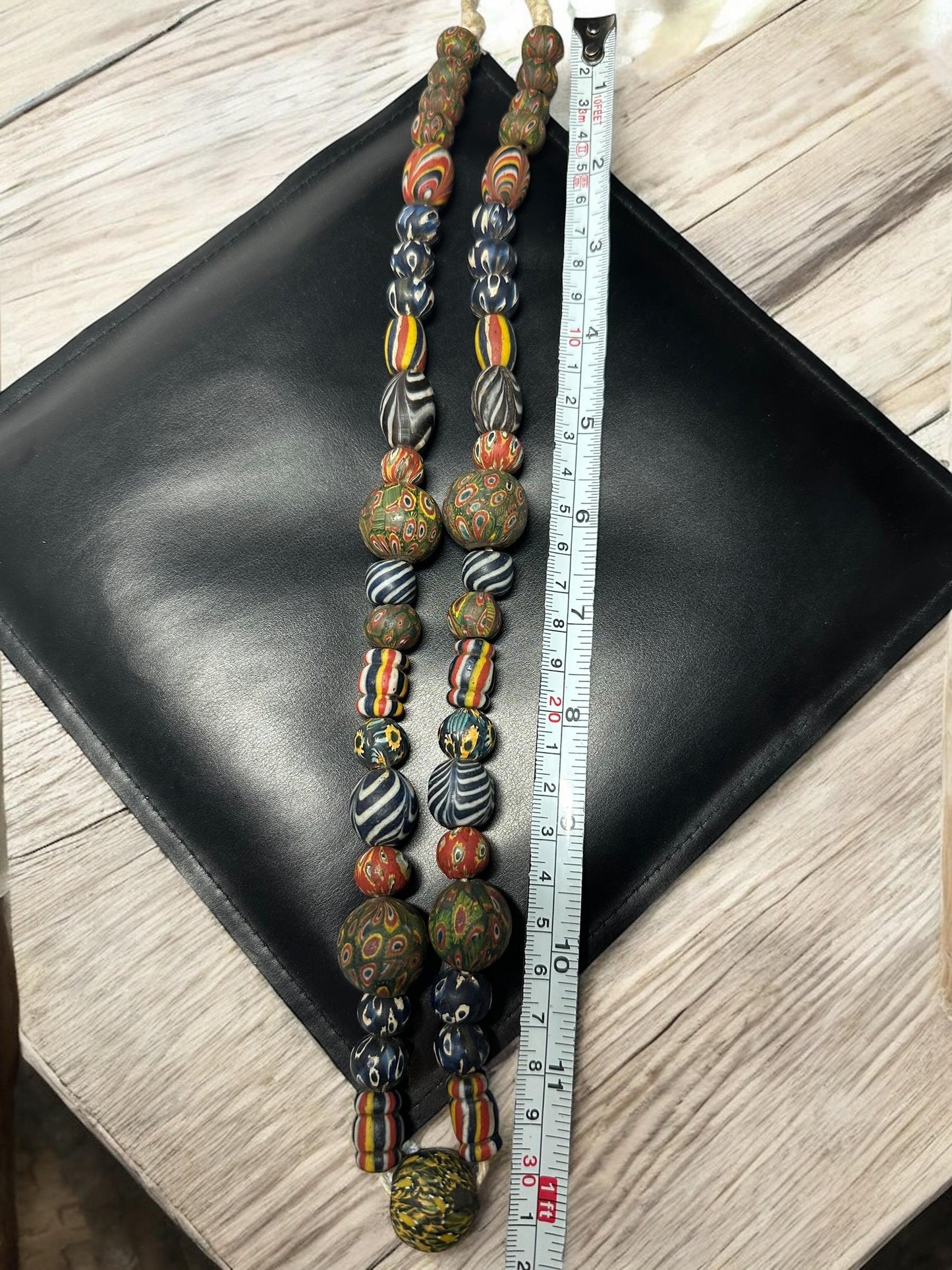Ancient Phoenician Mosaic Glass Beads Necklace | Rare Collectible African Trade Beads | Handcrafted Antique Jewelry