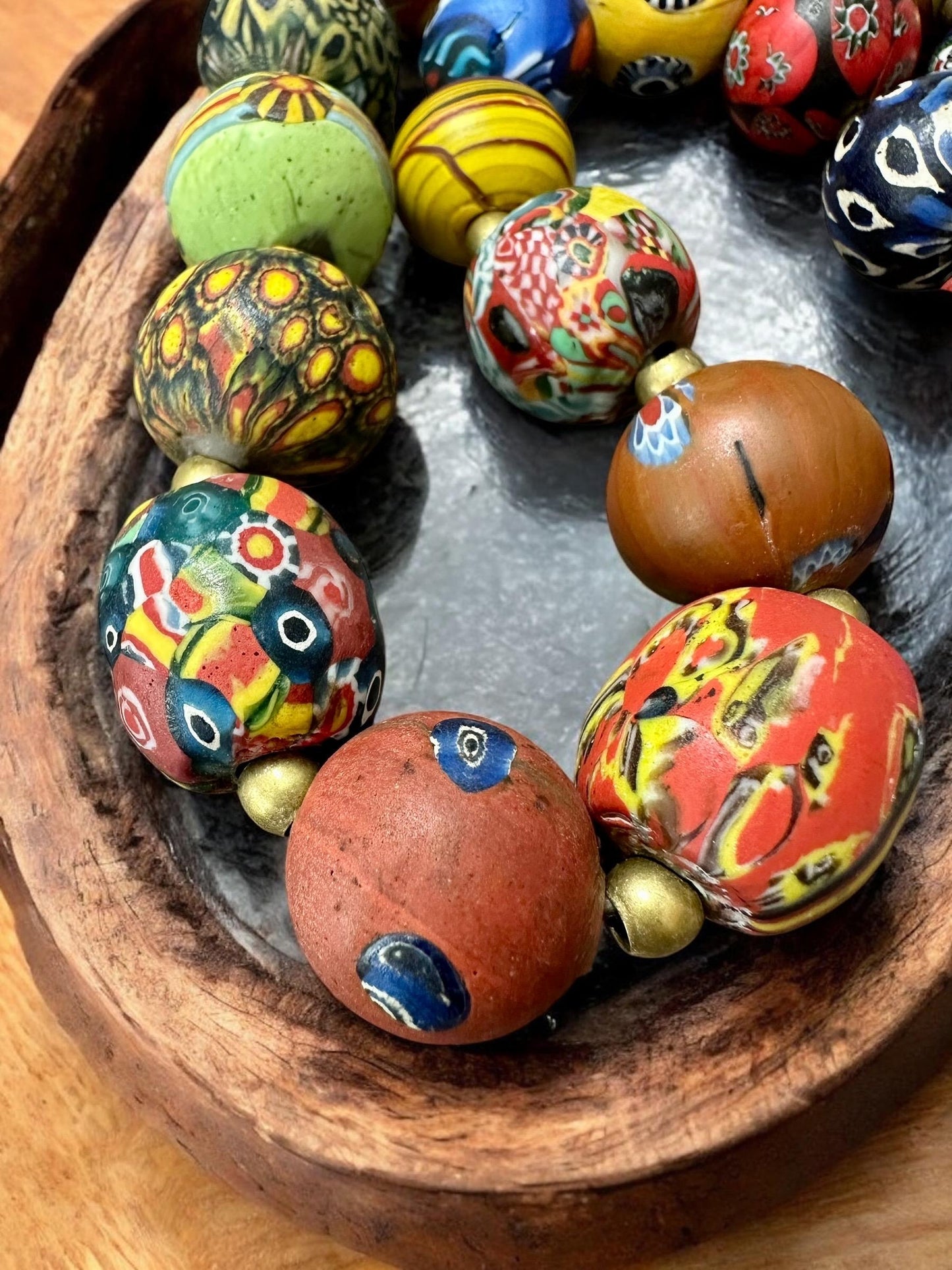 Antique Millefiori Glass Bead Necklace: Venetian African Trade Beads