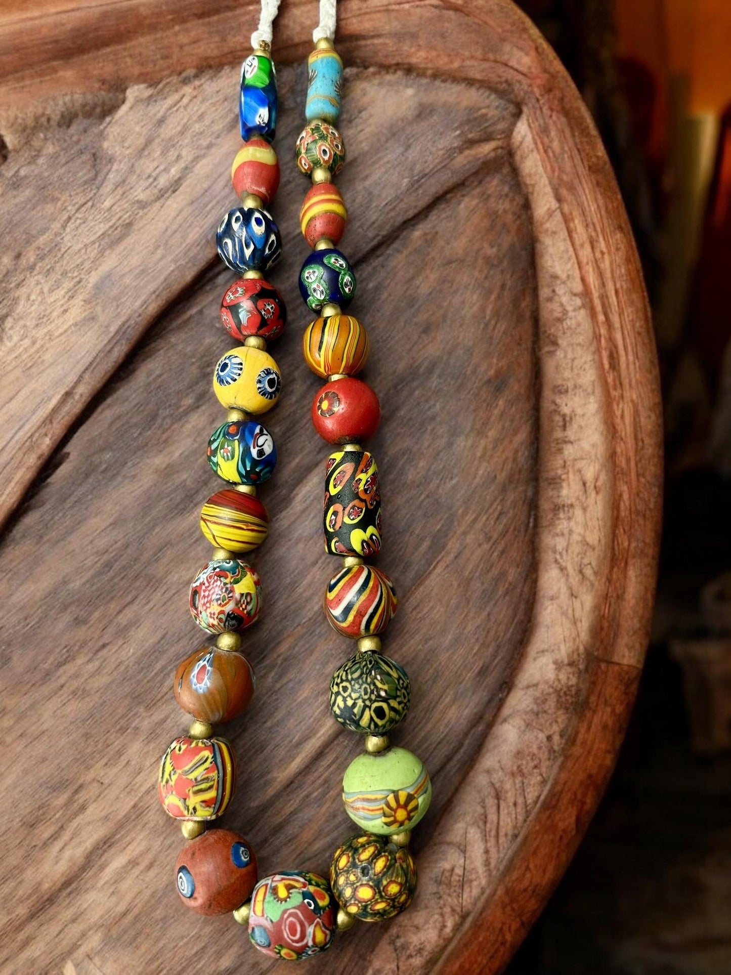 Antique Millefiori Glass Bead Necklace: Venetian African Trade Beads