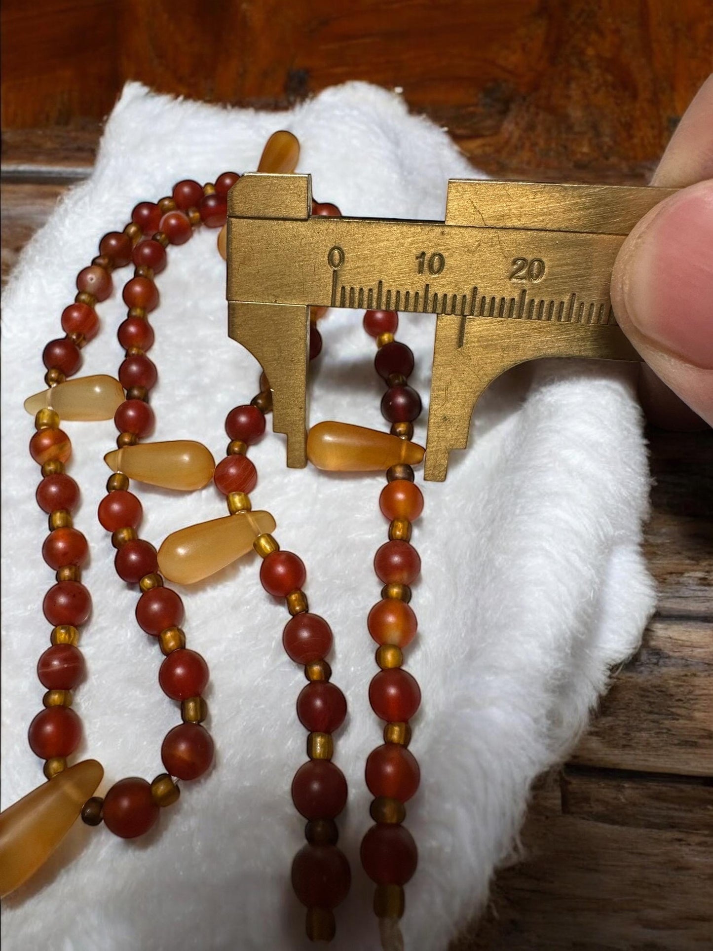 Handmade Carnelian Agate Bead Necklace: Vintage Tribal Pendant