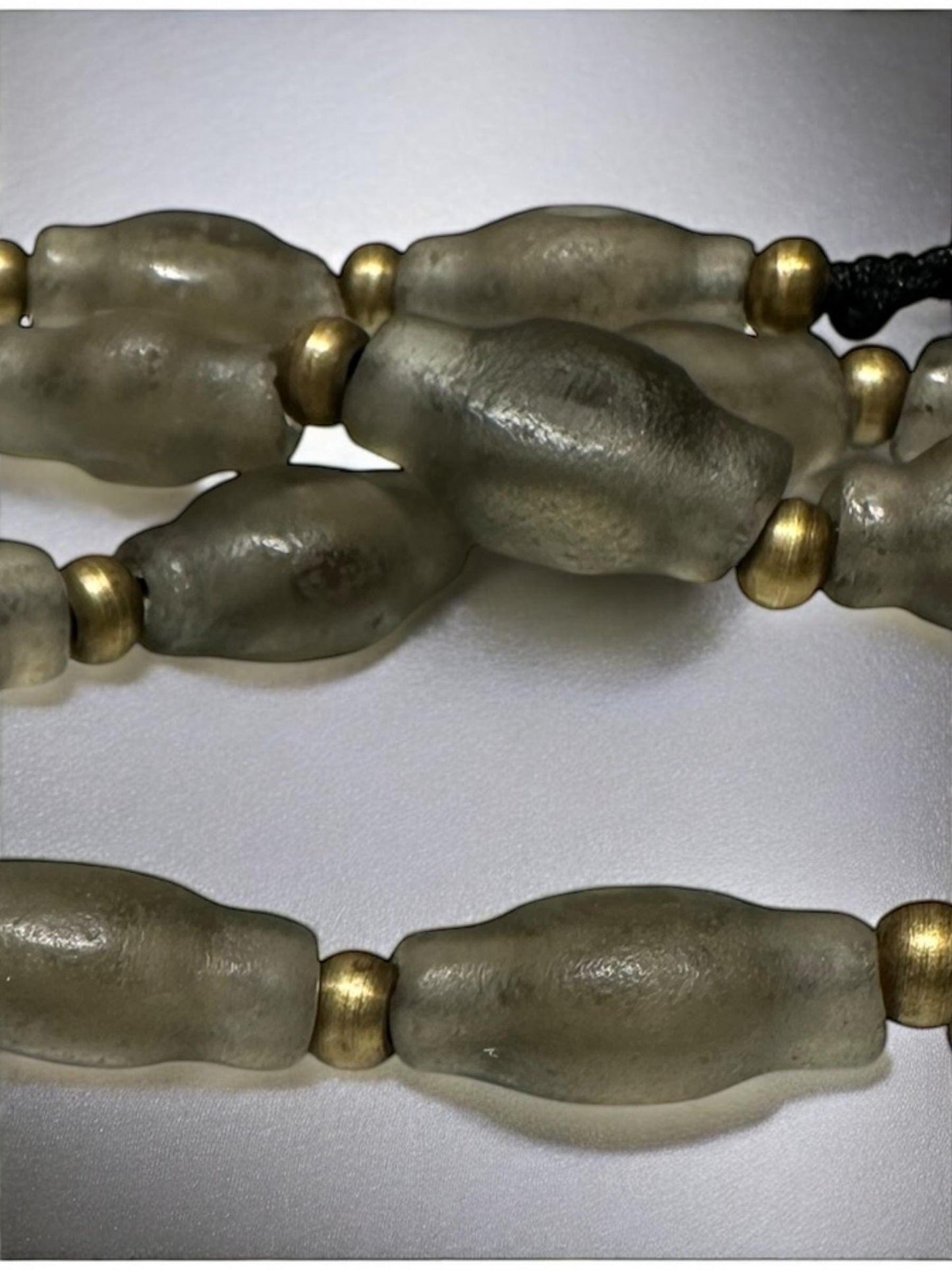 West Asian Glass Bead Necklace: Vintage Ethnic Brass Accent Jewelry