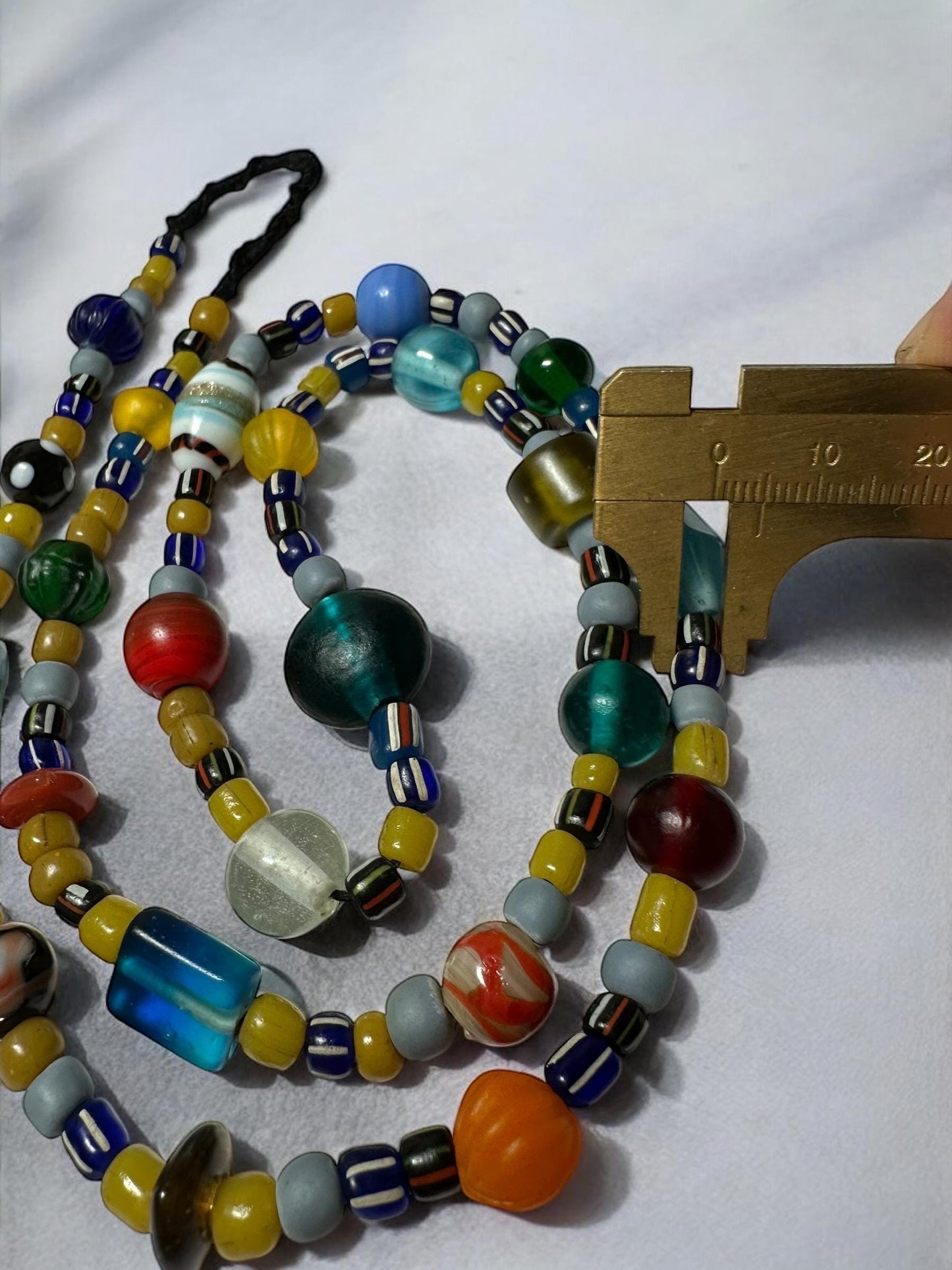 Handmade Nepal Glass Beads Necklace  African Trade Beads  Colorful Long Beaded Strand