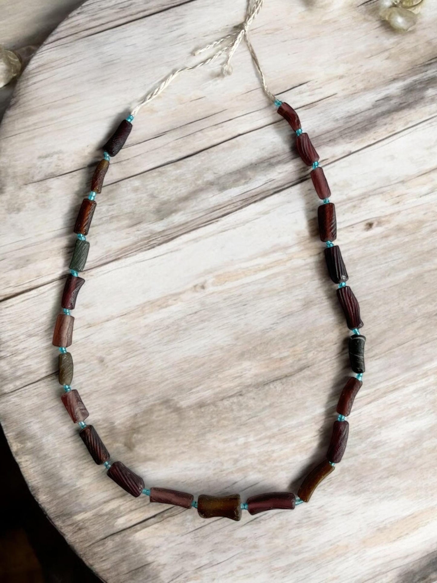 Afghani Ancient Roman Glass Beads (5-10mm) Tube Shaped Full Strand Recycled Roman Glass Beads Afghanistan