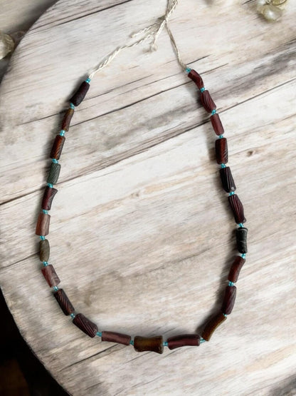 Afghani Ancient Roman Glass Beads (5-10mm) Tube Shaped Full Strand Recycled Roman Glass Beads Afghanistan