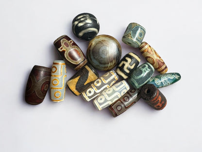 Tibetan Dzi Agate Beads: Handmade Buddhist Jewelry Supplies