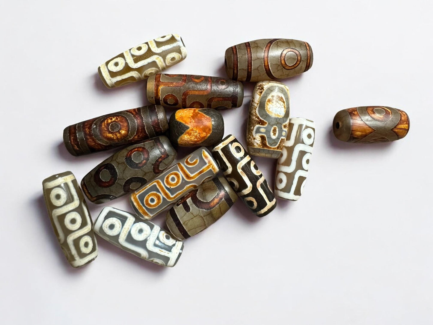 Tibetan Dzi Agate Beads: Handmade Buddhist Jewelry Supplies