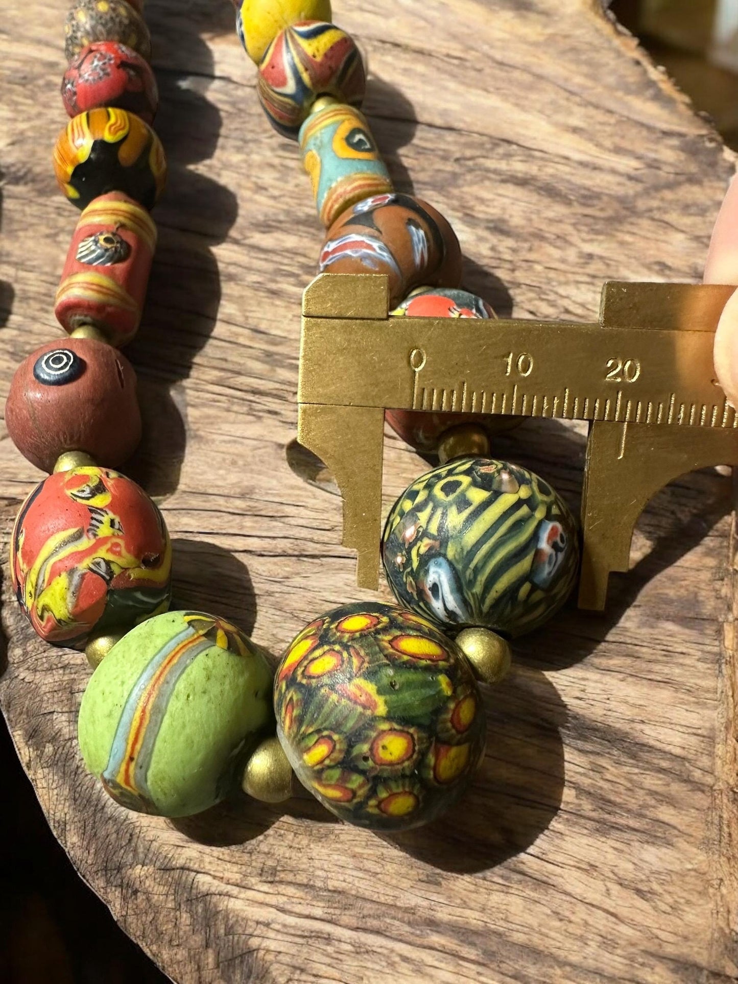 Antique Millefiori Glass Bead Necklace: Vintage African Trade Beads