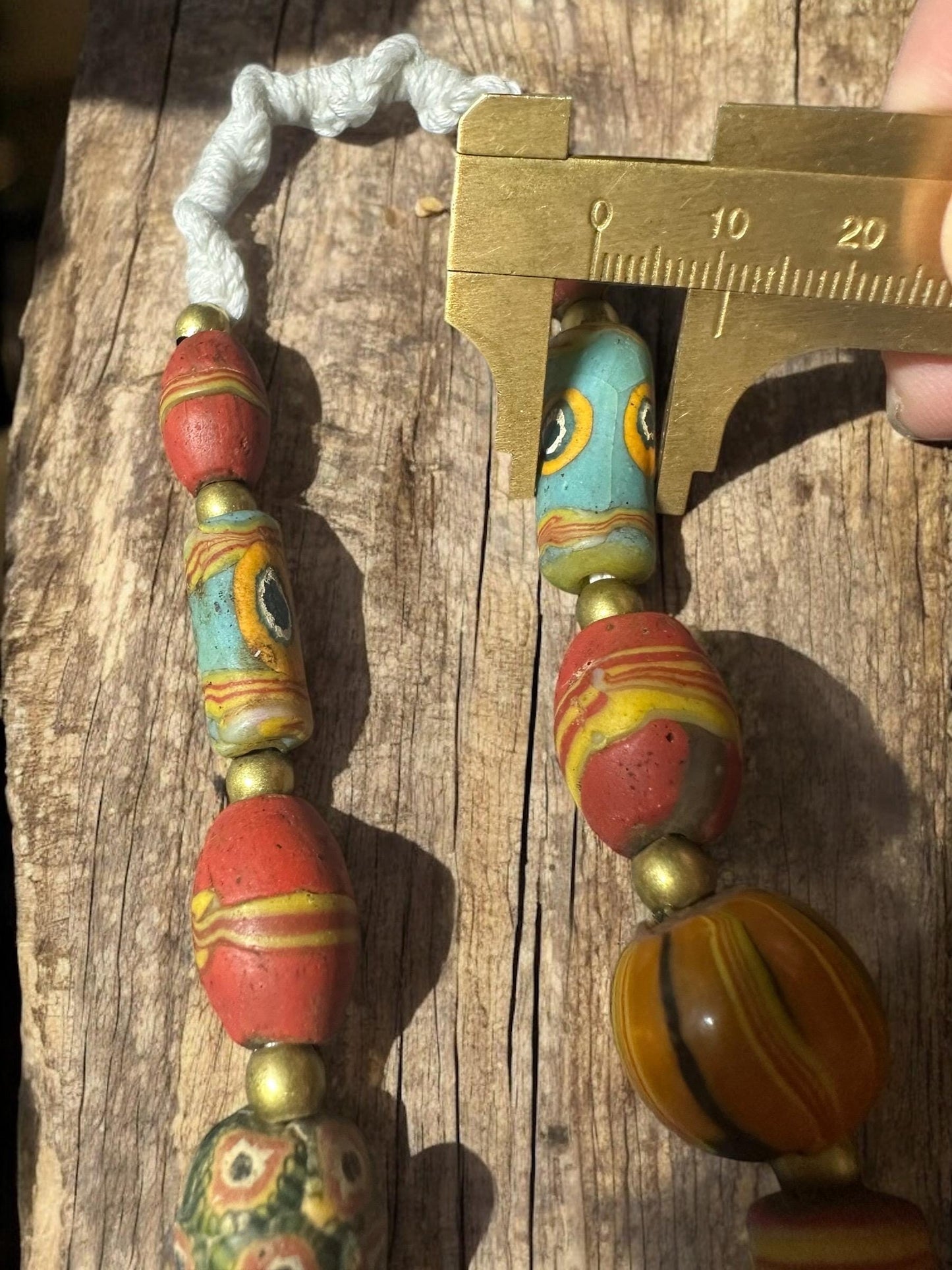 Antique Millefiori Glass Bead Necklace: Vintage African Trade Beads