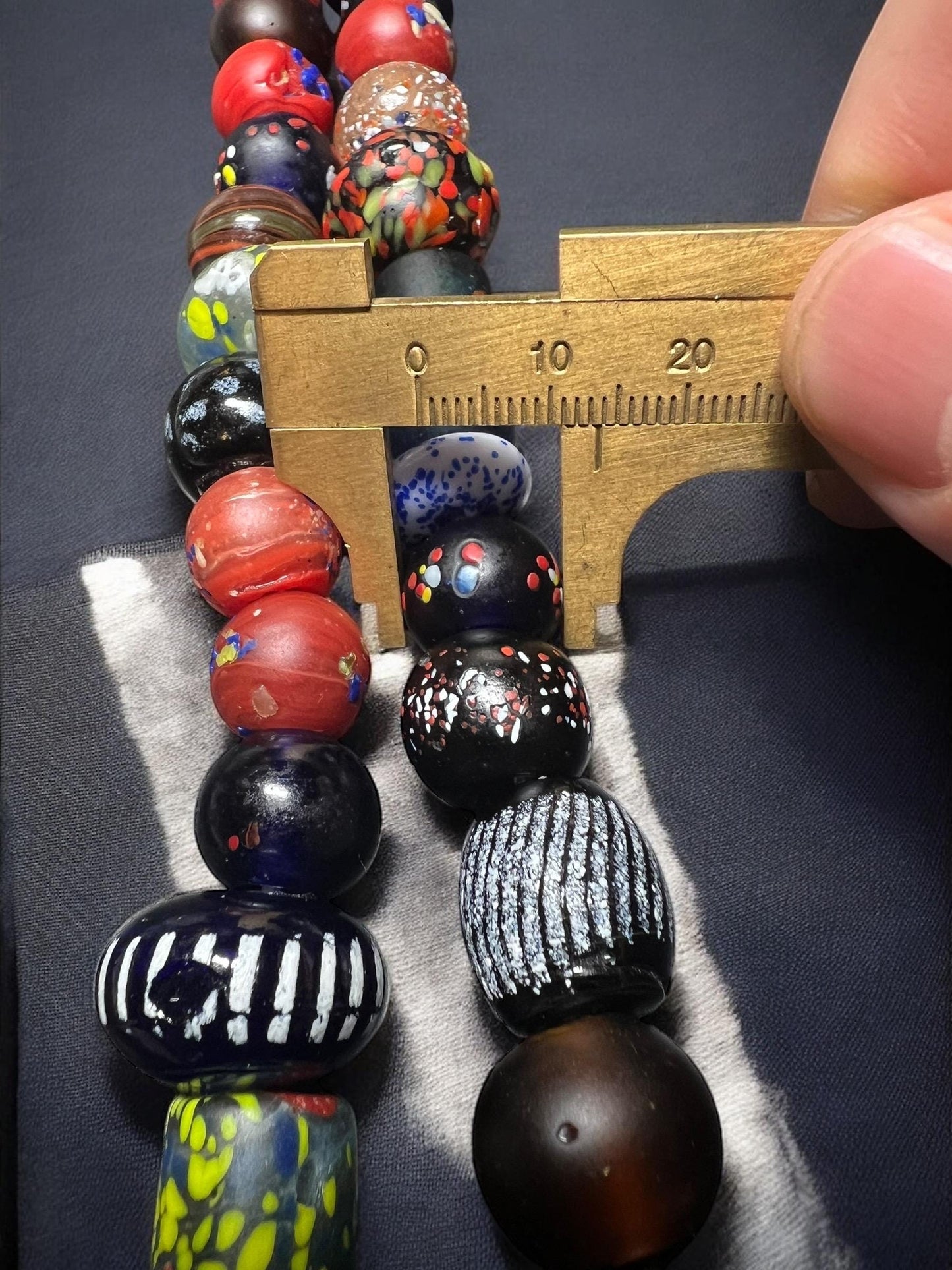 Handmade Nepal Glass Bead Necklace: Vintage Tribal Boho Jewelry